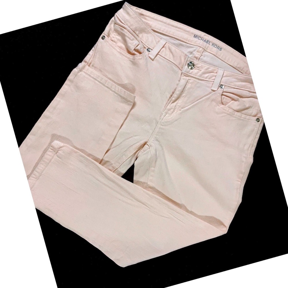 Michael‎ Kors Cropped Jeans Womens 6 Pink Straight Leg Mid Rise Stretch Ankle